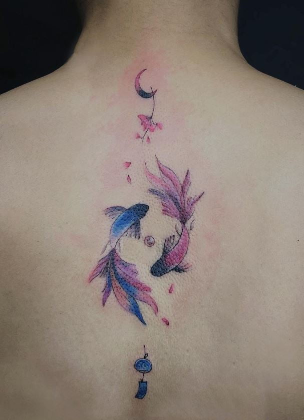 Tatouage Signe Astrologique Poisson Demi Lune Et Soleil