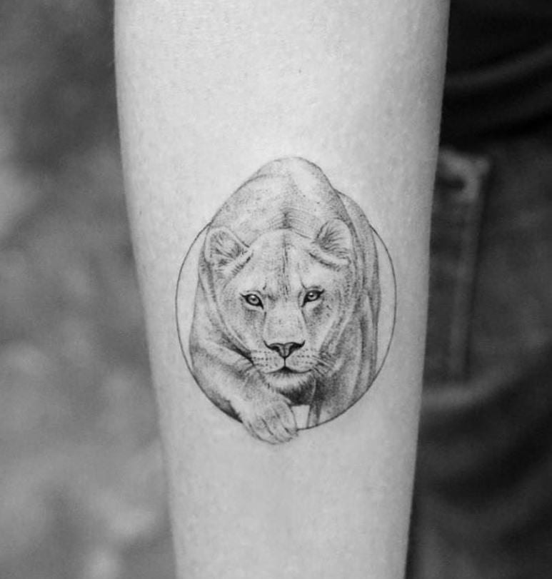 Tatouage Sgne Astrologique Cercle à Lion 