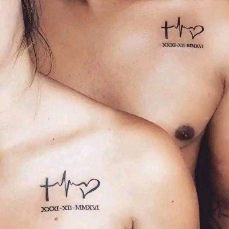 Tatouage Ligne Du Coeur à Chiffres à Faire En Couple