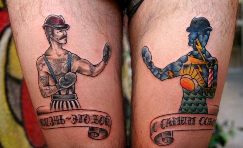 tatouage old school Deux Boxeurs 