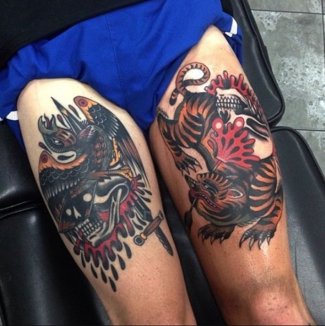 tatouage old school Aigle Et Tigre 