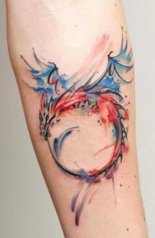 Tatouage Esquisse De Dragon Japonais Ouroboros Sur L'avant Bras