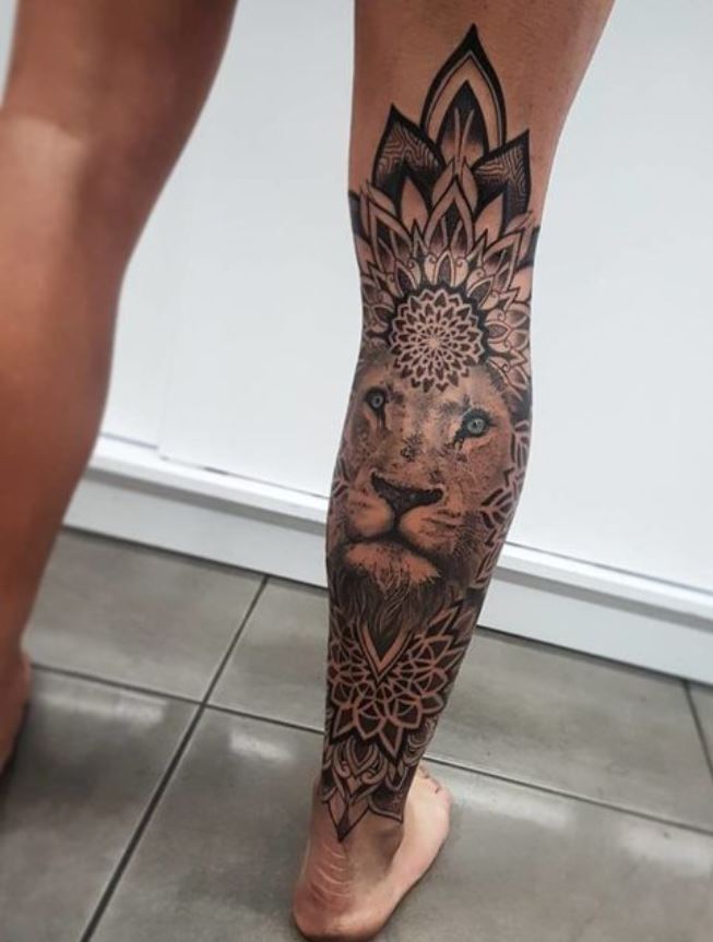 Tatouage Signe Astrologique Lion Mandala Stylé