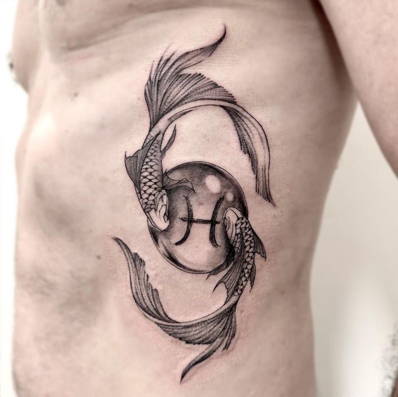 Tatouage Signe Astrologique Poisson Bulle D'eau à Symbole 