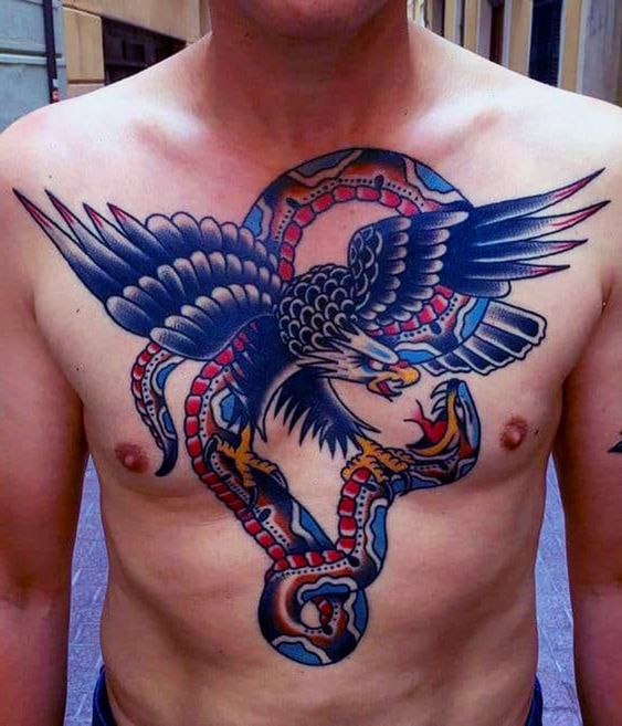 tatouage old school Aigle Vs Serpent 