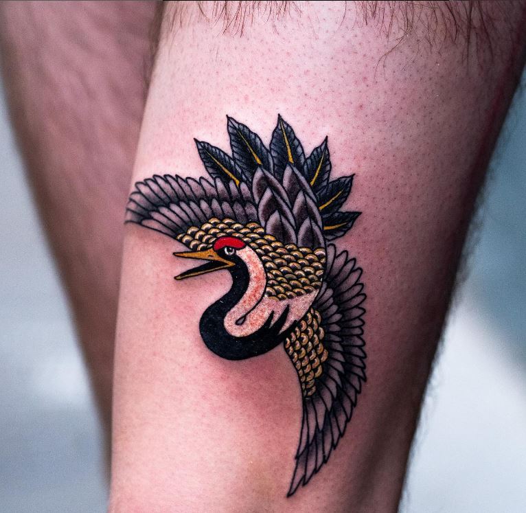 Tatouage Grue Du Canada Japonais Discret Sur L'avant Bras