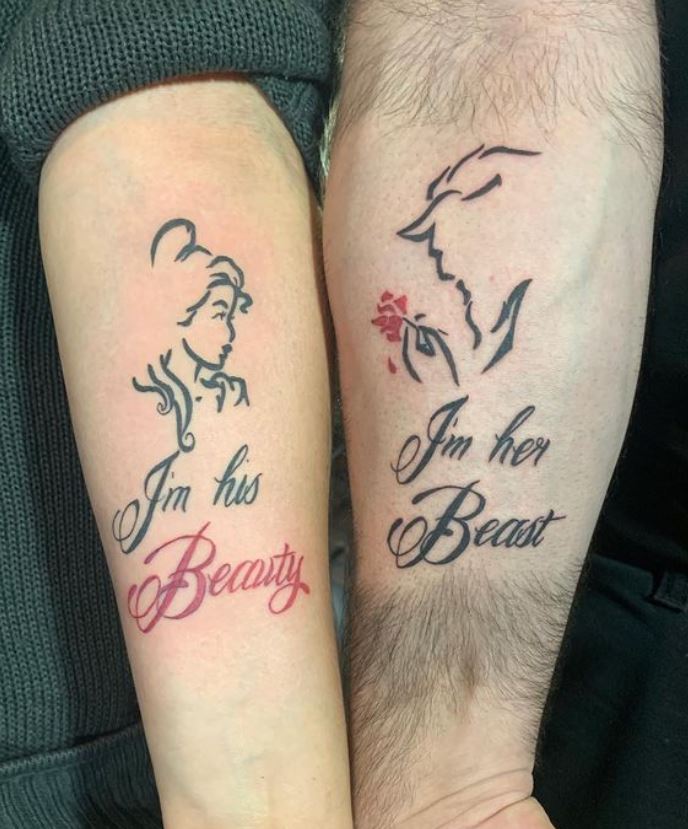 Tatouage Couple Phrase La Belle Et La Bête 