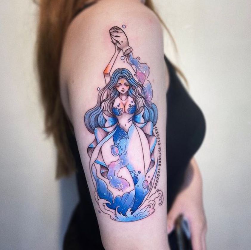 Tatouage Signe Astrologique Verseau Sirène Bleue