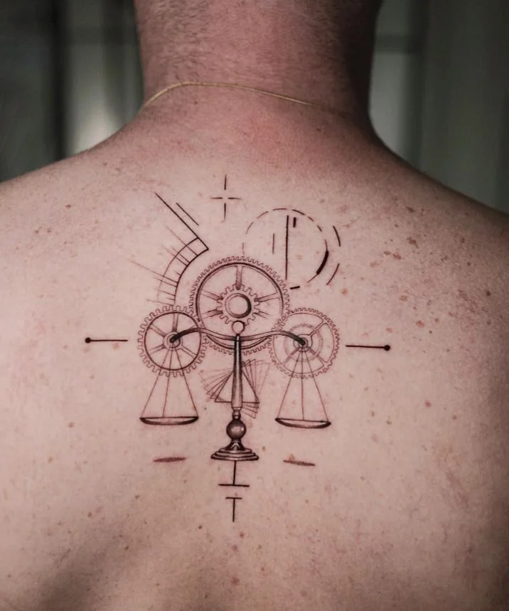 Tatouage Signe Astrologique Balance Design Graphique 