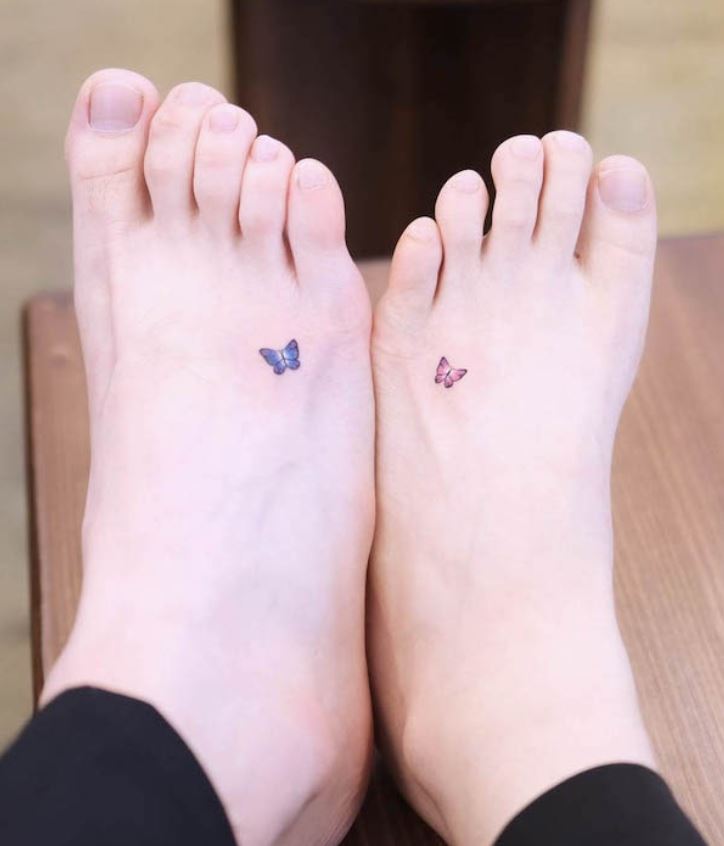 Tatouage En Commun Couple De Papillon Sur Le Pied 