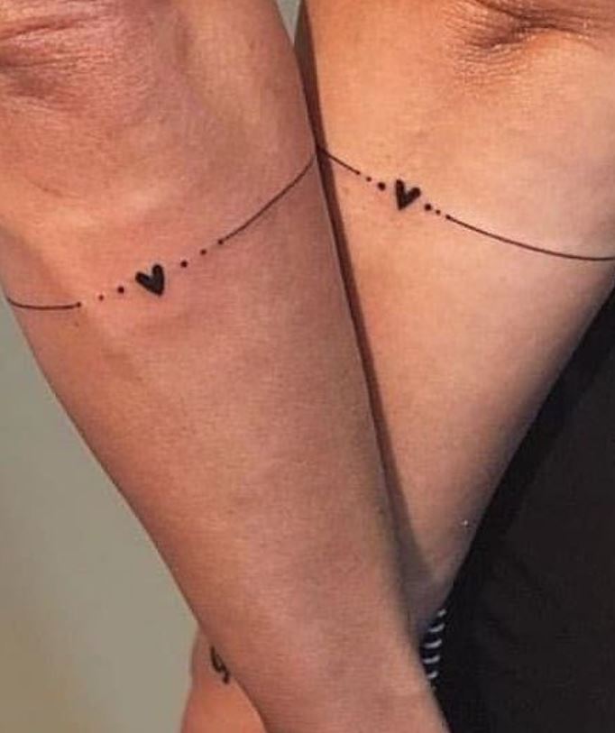 Tatouage Couple Commun Bracelet Avec Coeur