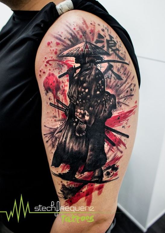 Tatouage Samouraï Japonais Sur Le Bras