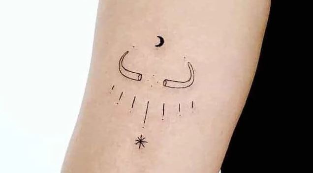 Tatouage Taureau Minimaliste