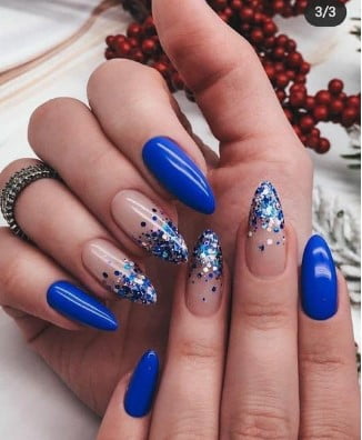 nail Art Bleu Pailleté 