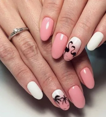 nail Art Flamant Rose