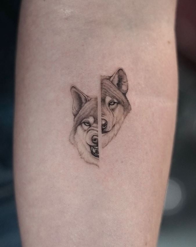 Tatouage De Tête De Loup Séparée 