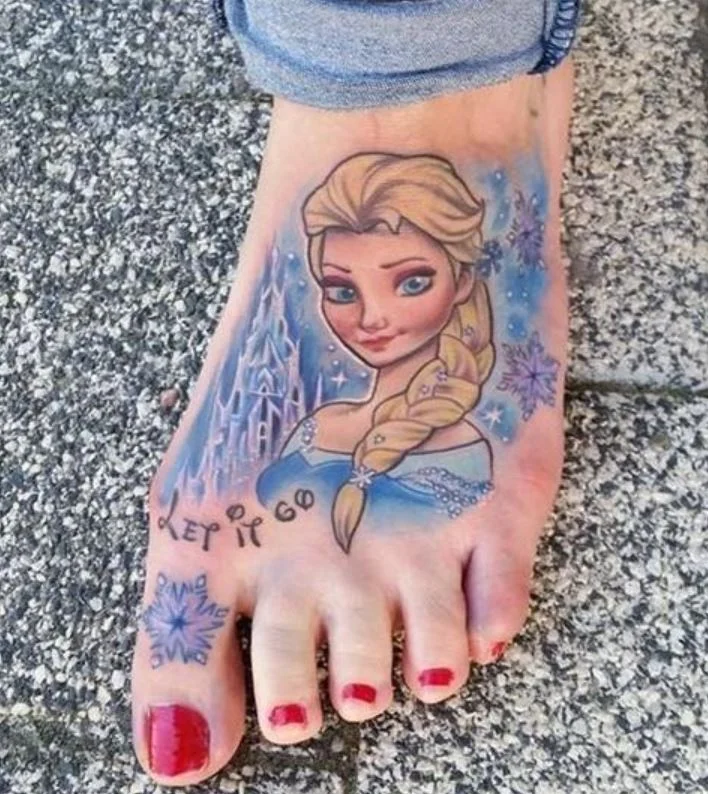 Tatouage Disney Elsa Reine Des Neiges Sur Le Pied