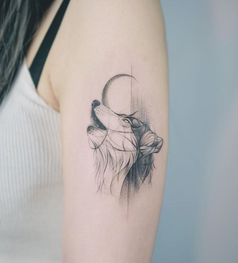 Tatouage De Loup à Crinière 