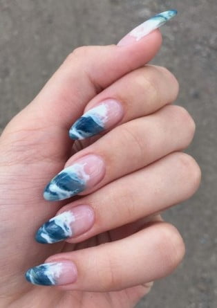 nail Art Bleu Vagues De L Océan 