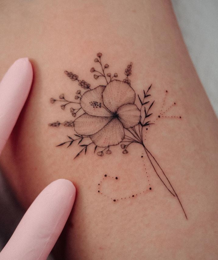Tatouage Signe Astrologique Scorpion Fleur Et Constellation 
