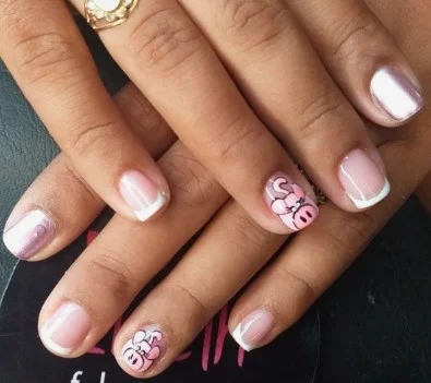 nail Art Rose Petit Cochon