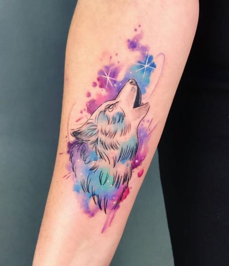  Tatouage De Loup Coloré 