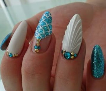 .nail Art Motif Mer Et Sirène