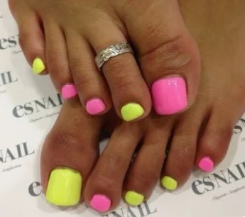 nail Art Pied été Bicolore