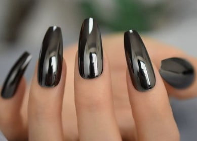 nail Art Noir Effet Miroir