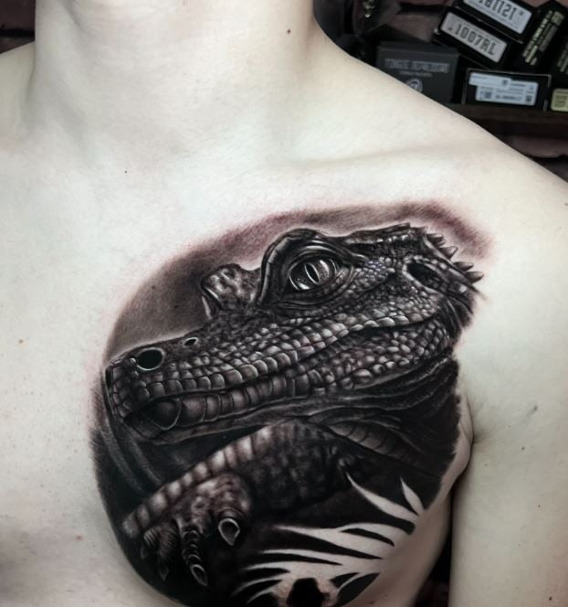 tatouage réaliste Aligator 