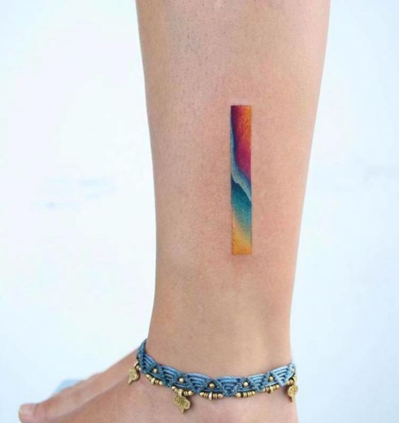 Tatouage Femme Minimaliste Rectangle Multicolore