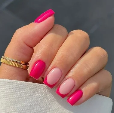 nail Art French Rose Fuchsia