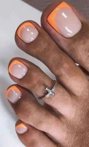 nail Art Pied été Orange