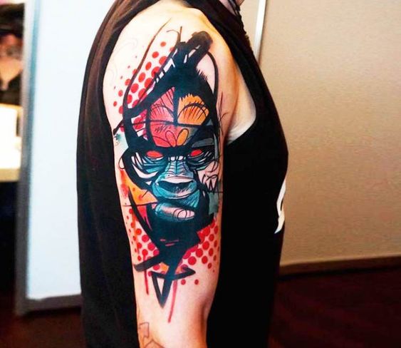 tatouage graphique Gorille sur le bras