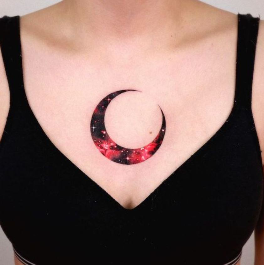 Tatouage Croissant De Lune Tricolore