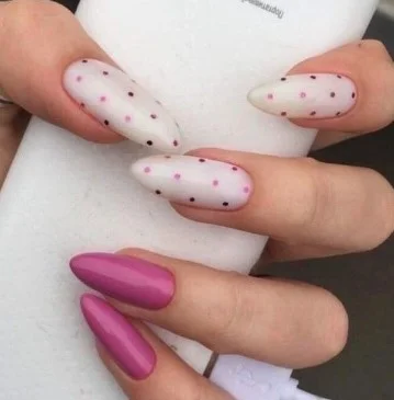 nail Art Rose à Pois