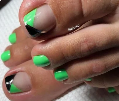 nail Art Pied été Vert Et Noir