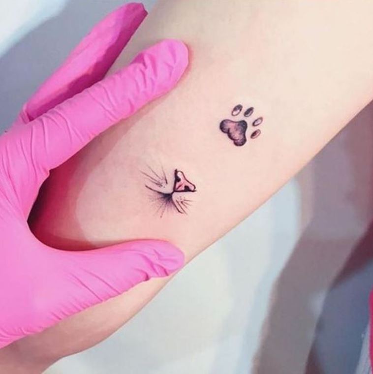 Tatouage Chat Minimaliste Vibrisses Et Patte 