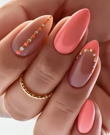 nail Art Rose Saumon