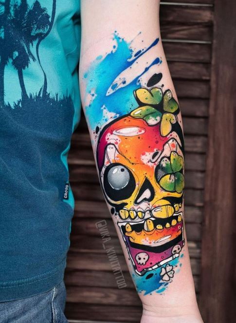tatouage graphique Crâne sur l'avant-bras