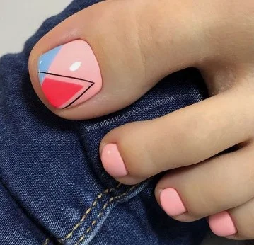nail Art Pied été Couleurs Géométriques
