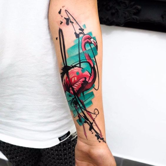 tatouage graphique Flaman Rose sur l'avant-bras