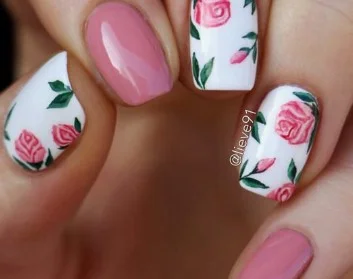 nail Art Manucure Fleur De Rose 