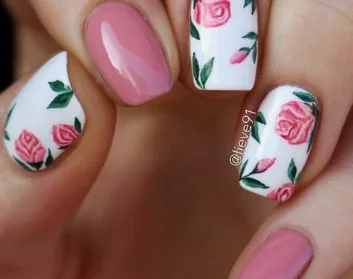 nail Art Manucure Fleur De Rose