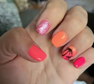nail Art Rose Couché De Soleil