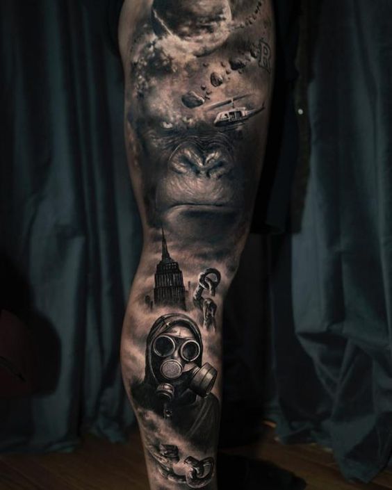 tatouage réaliste Homme & Gorille