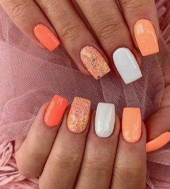 nail Art Orange Corail 