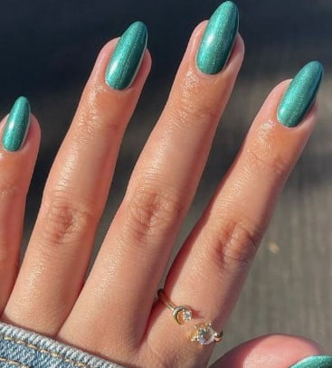 nail Art Bleu Turquoise Chromé