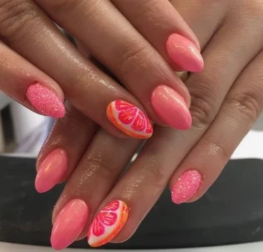 nail Art Rose Pamplemousse