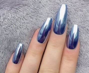 nail Art Bleu Nuit Chromé 